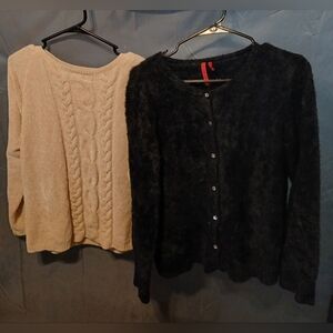 Cozy Black and Cream Women's Sweater Set